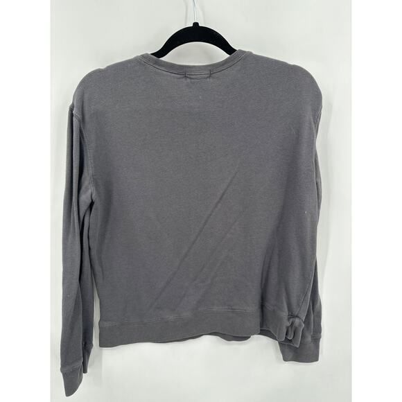 Monrow Gray Crew neck French Terry Sweatshirt with Arm Stripes Size XS - Picture 4 of 6